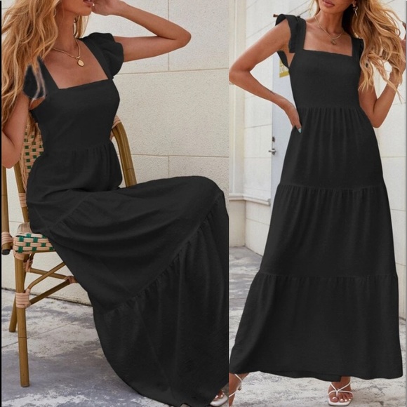 Boho tied open back square neck maxi dress - Picture 11 of 12